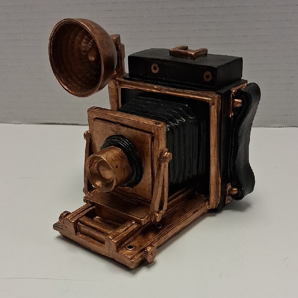 Vintage Style Black and Gold Camera Bank